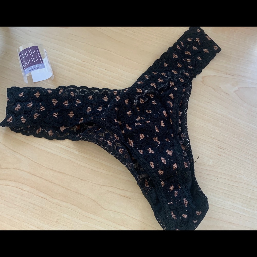 Classic sexy black patterned hanky panky thong new